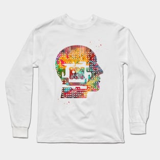 Circuit Man head with chip Long Sleeve T-Shirt